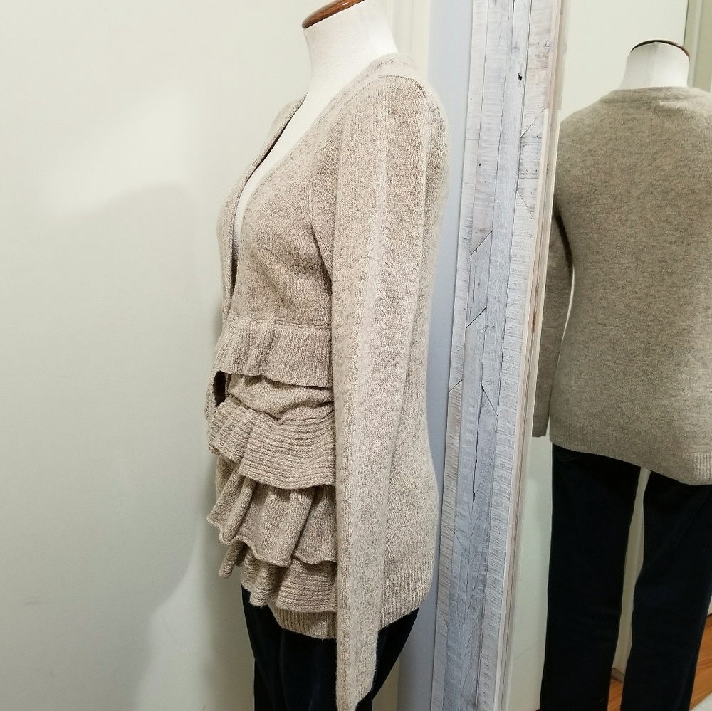 Moth Wool Split Decision Ruffle Cardi Sweater M - image 3